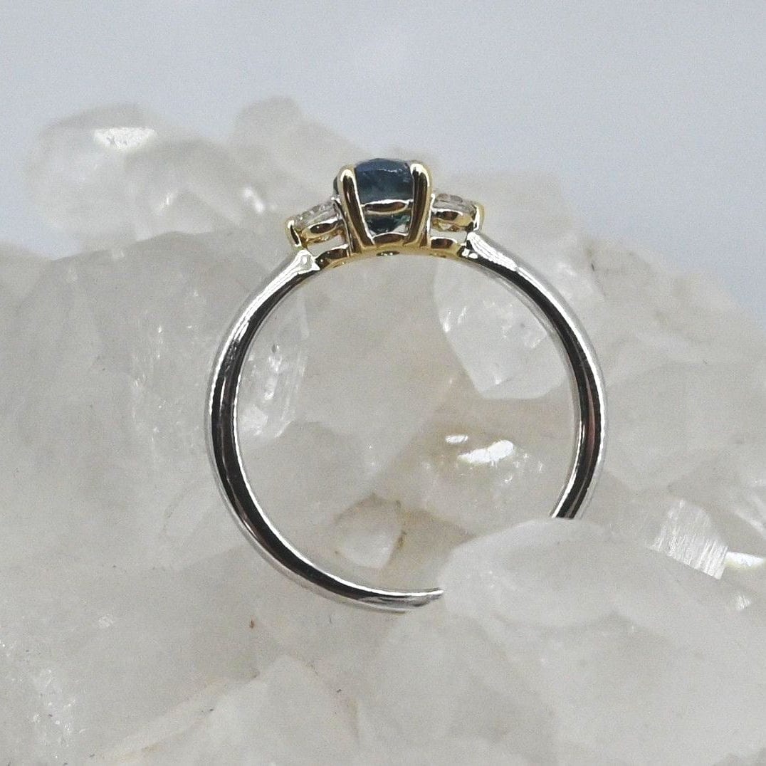 Two Toned 14k 3 Stone Sapphire Ring