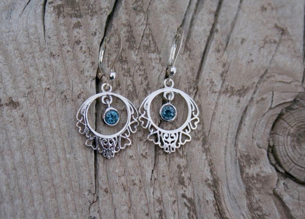 Montana Sapphire Heart Framed Dangles