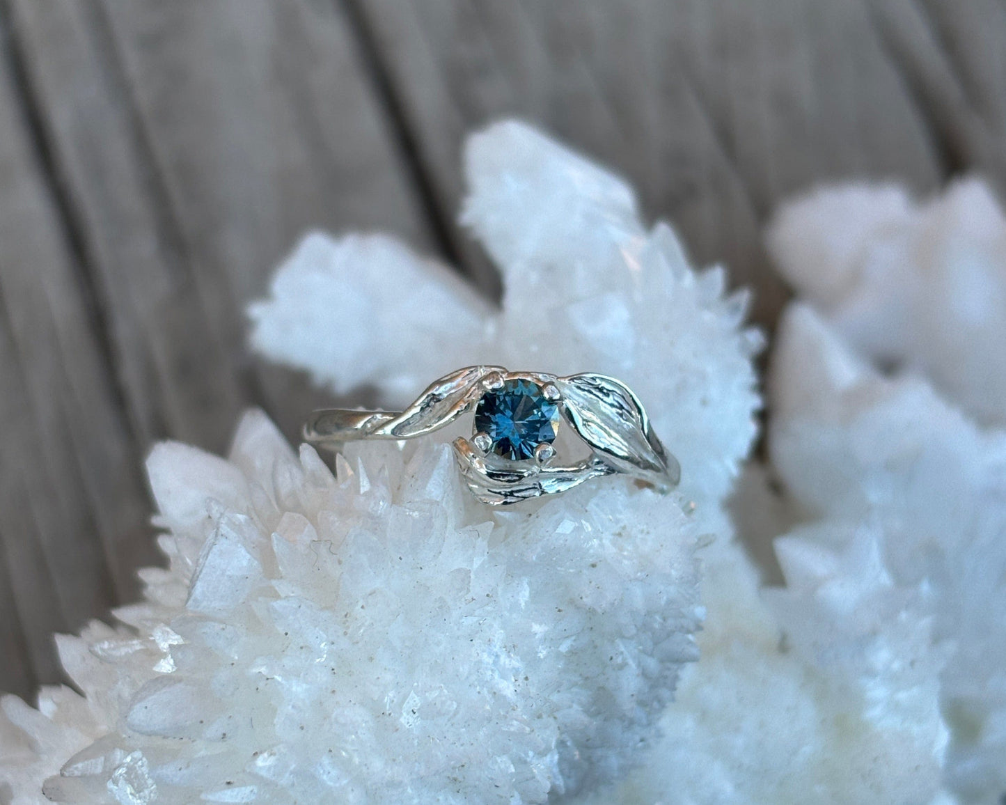 Montana Sapphire Leaf Accent Ring
