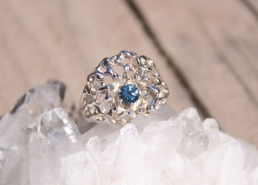 Wide Nugget 4mm Montana Sapphire Ring