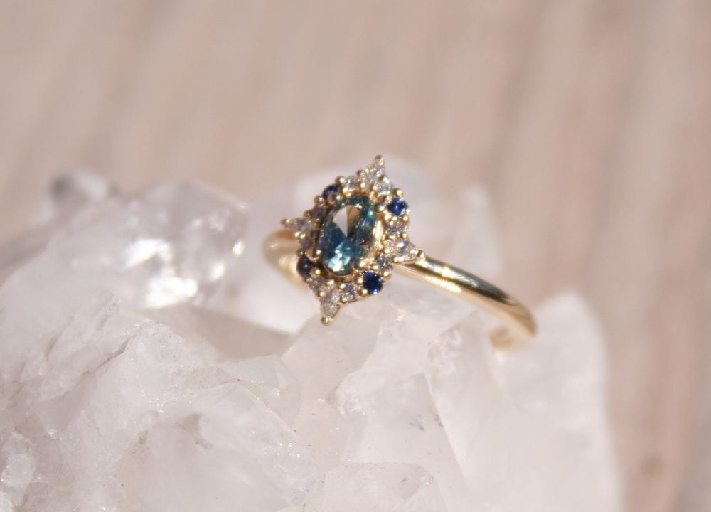 Montana Sapphire Fancy Halo Ring