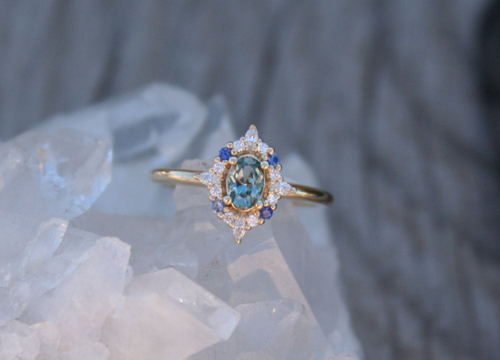 Montana Sapphire Fancy Halo Ring