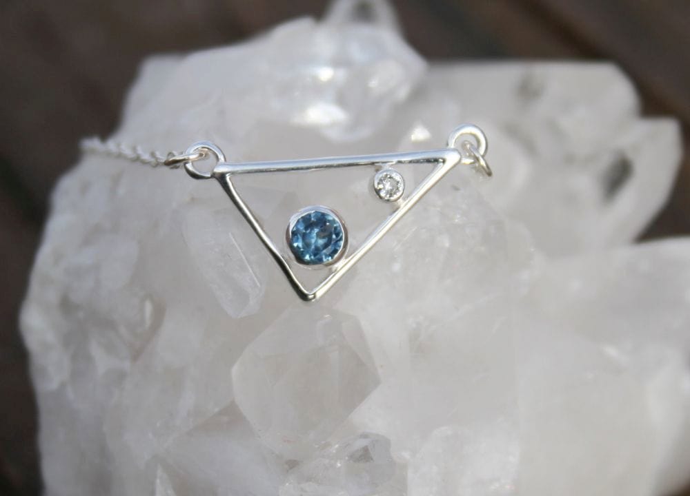 Triangle pendant with Montana Sapphire