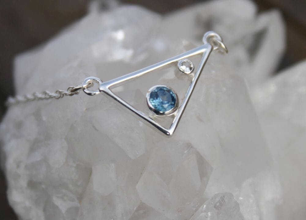 Triangle pendant with Montana Sapphire