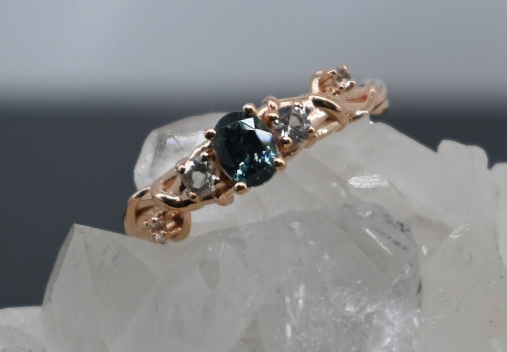 Montana Sapphire Barbwire Inspired Ring