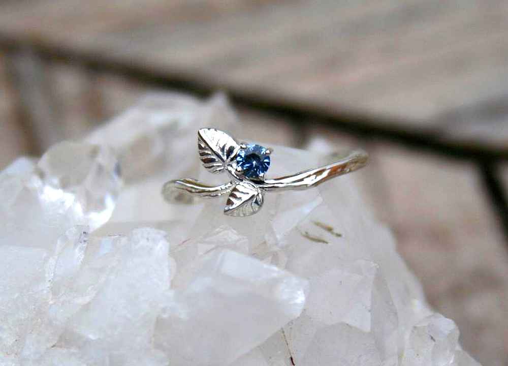 Montana Sapphire Organic Leaf Ring