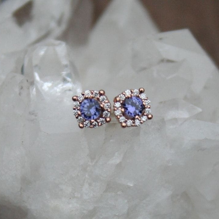 Yogo diamond stud earrings with halo