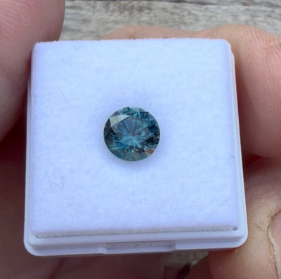 1.71ct round teal-blue Montana sapphire