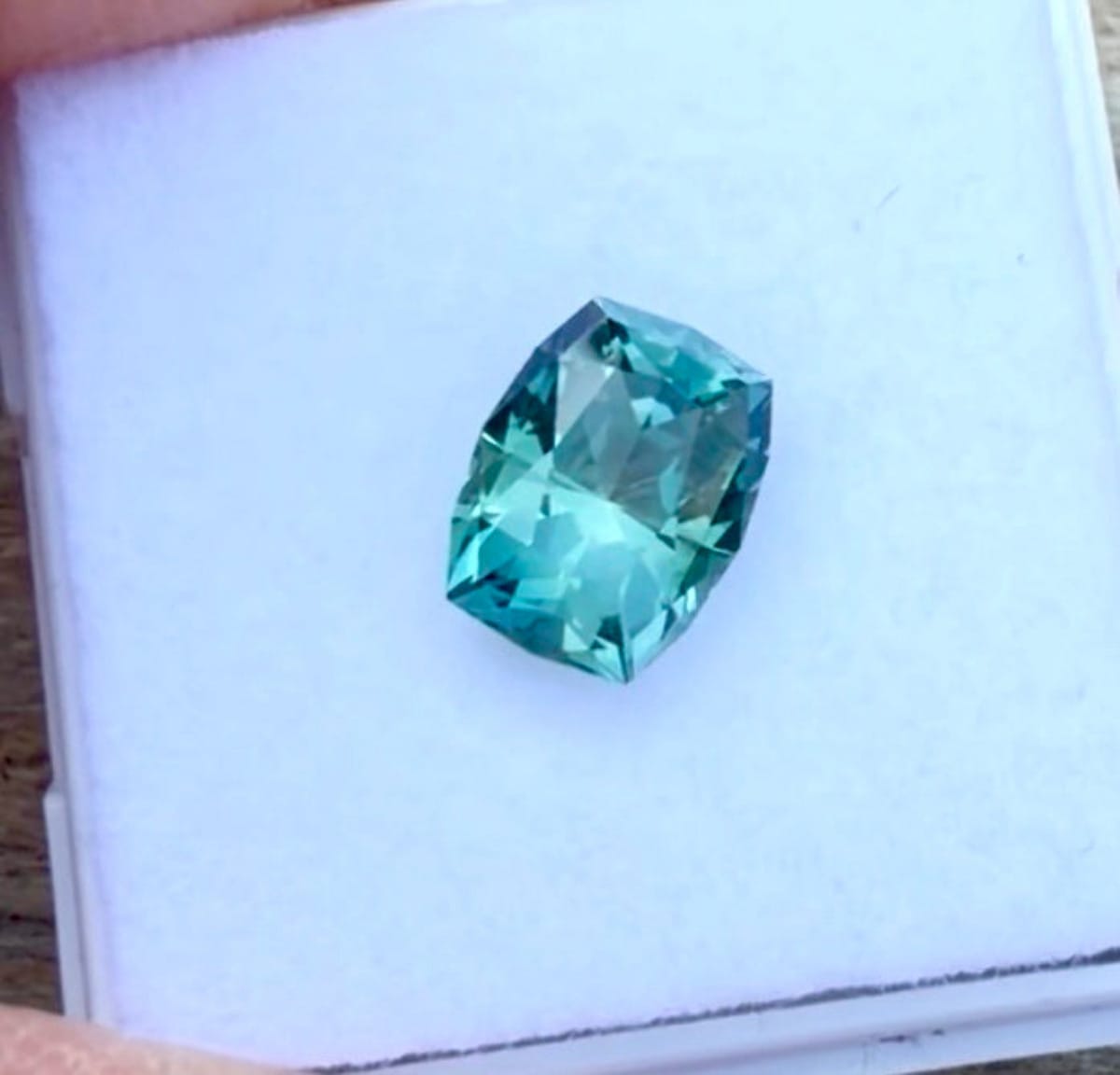 2.73ct large natural teal Montana sapphire in modified emerald cut