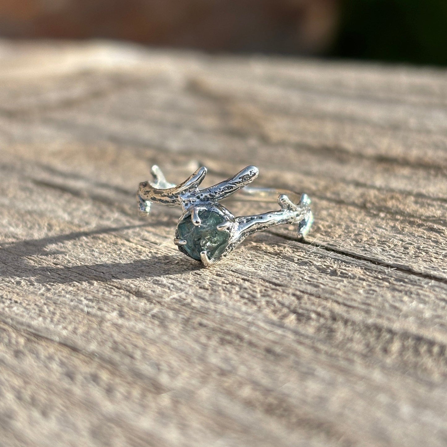 Raw Montana Sapphire Branch Ring
