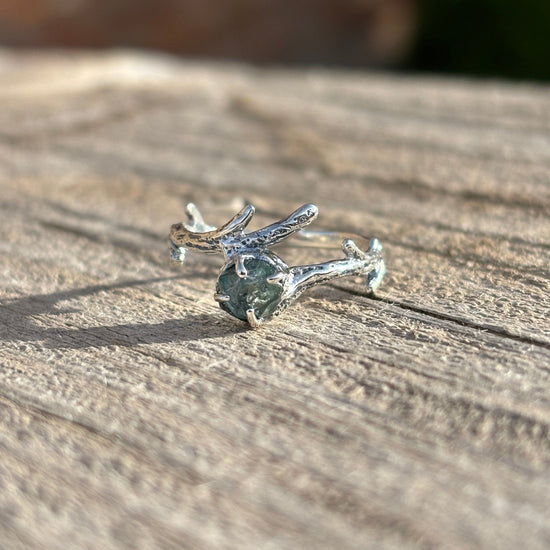Raw Montana Sapphire Branch Ring