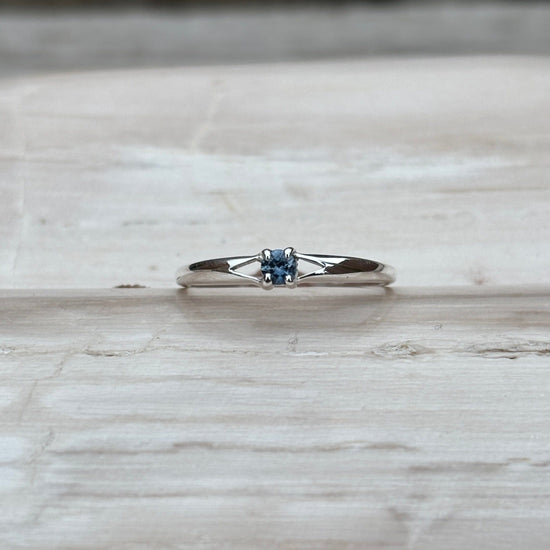Dainty 3mm sterling Montana sapphire ring