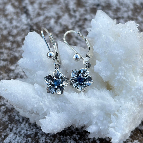 Floral Montana Sapphire Dangle Earrings