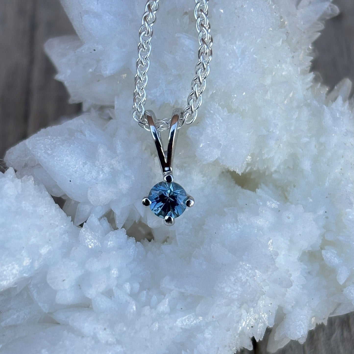 4mm Montana Sapphire Solitaire Pendant