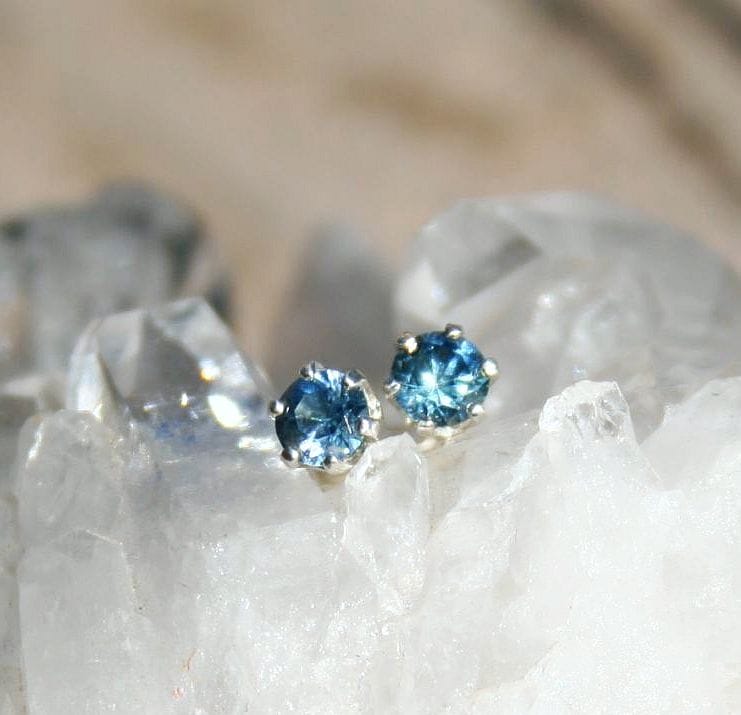 4mm Sterling Montana Sapphire Studs