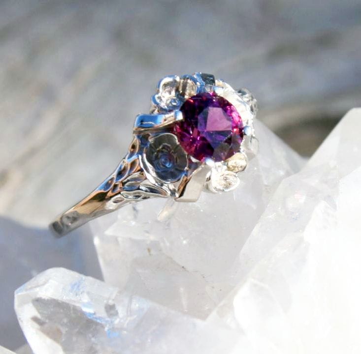 Bold Floral Garnet Ring