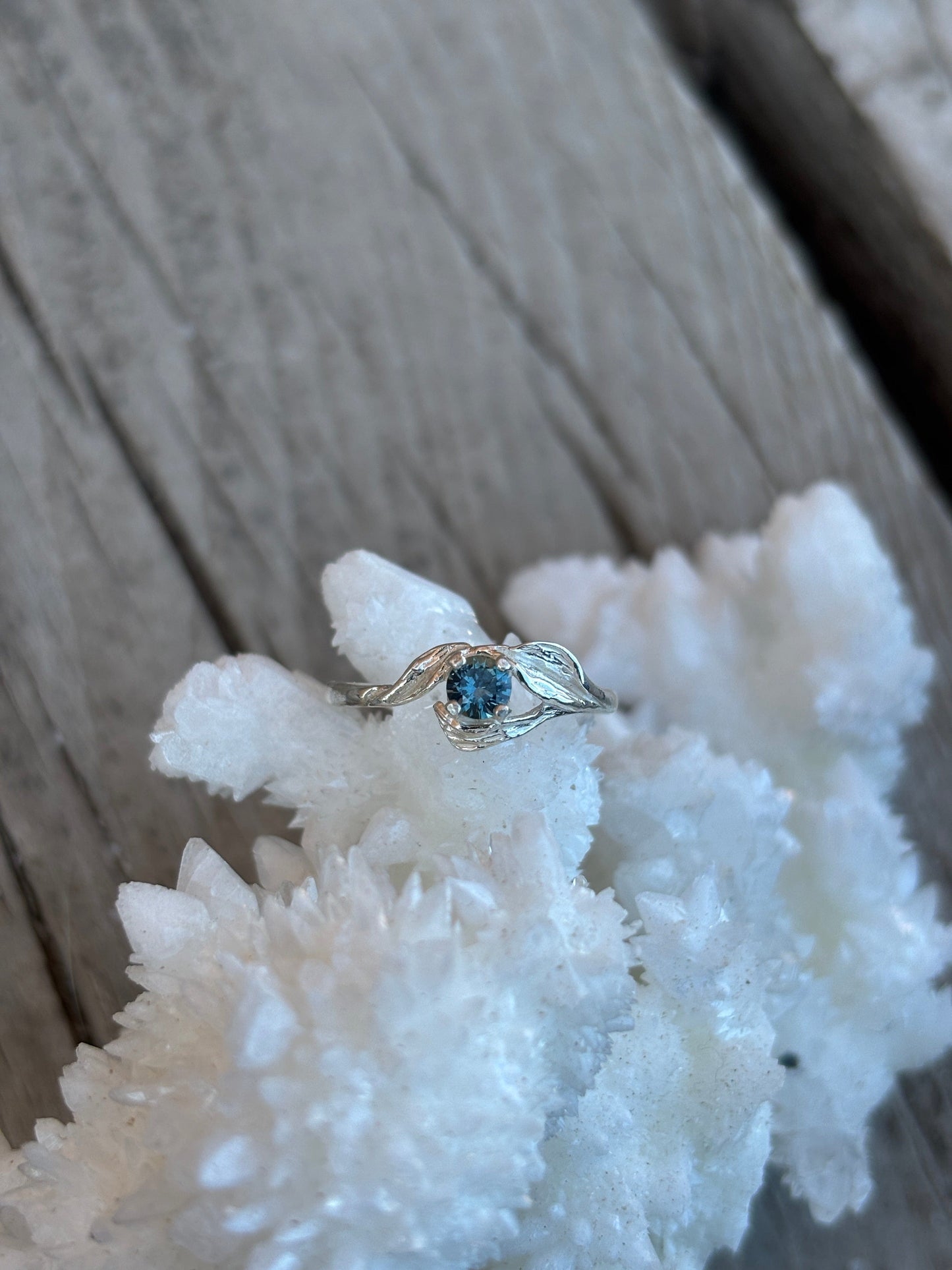 Montana Sapphire Leaf Accent Ring