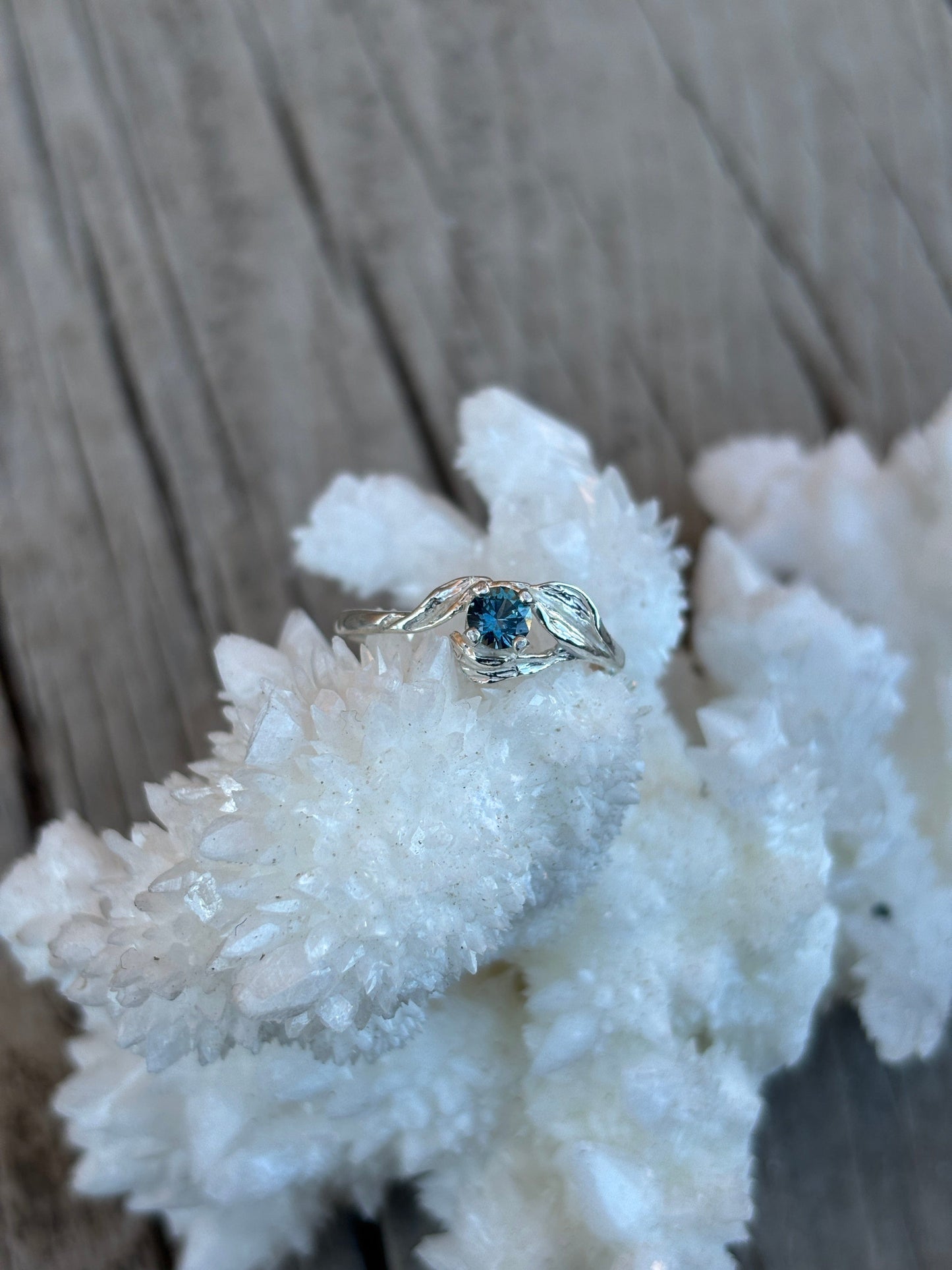 Montana Sapphire Leaf Accent Ring