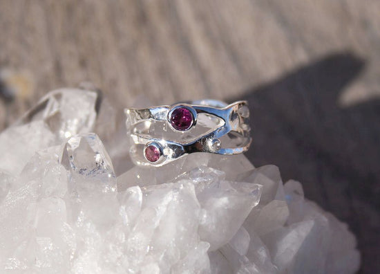 Garnet Freestyle Wide Band Ring