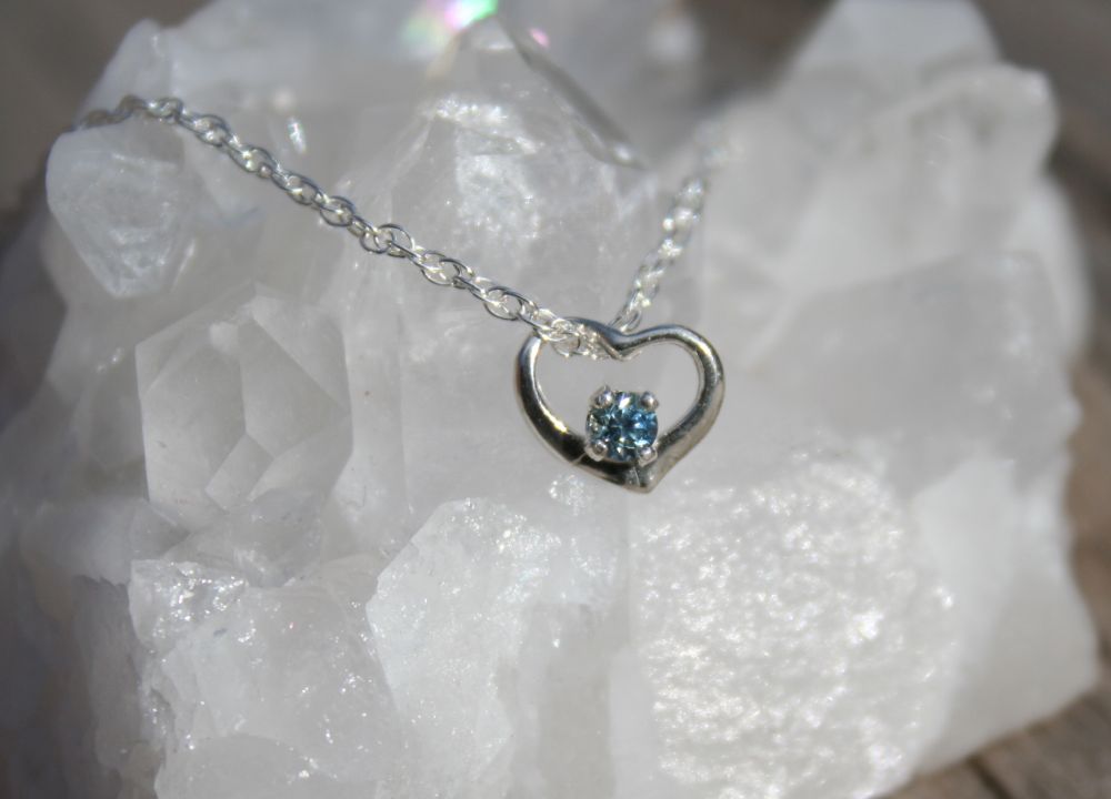 Dainty Sapphire Heart Pendant