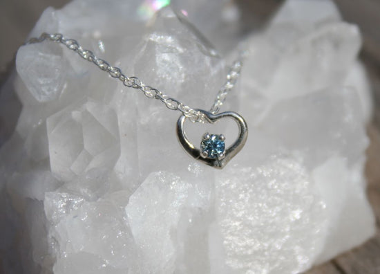Dainty Sapphire Heart Pendant