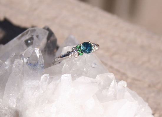 Montana Sapphire & Tsavorite Garnet Ring