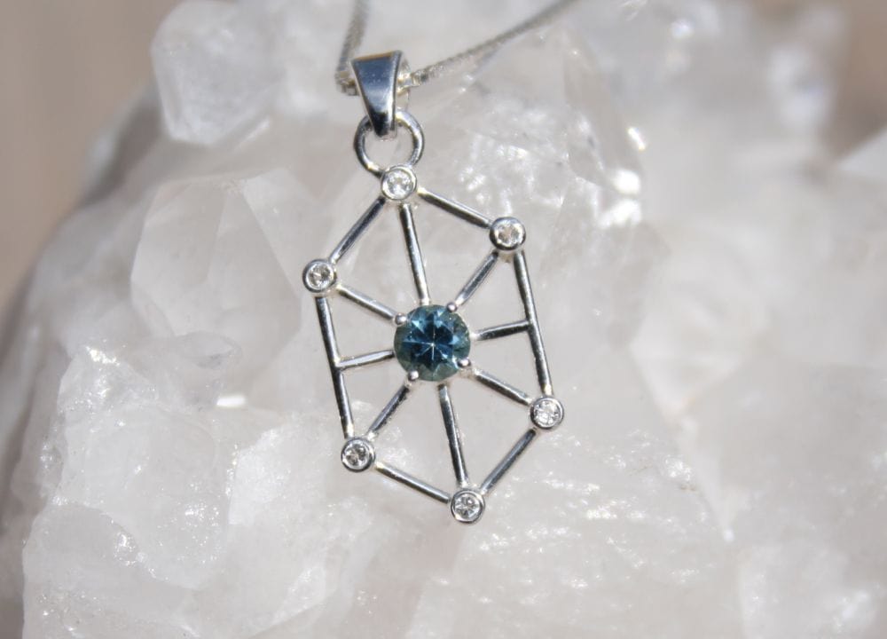 Art Deco Influenced Montana Sapphire Pendant