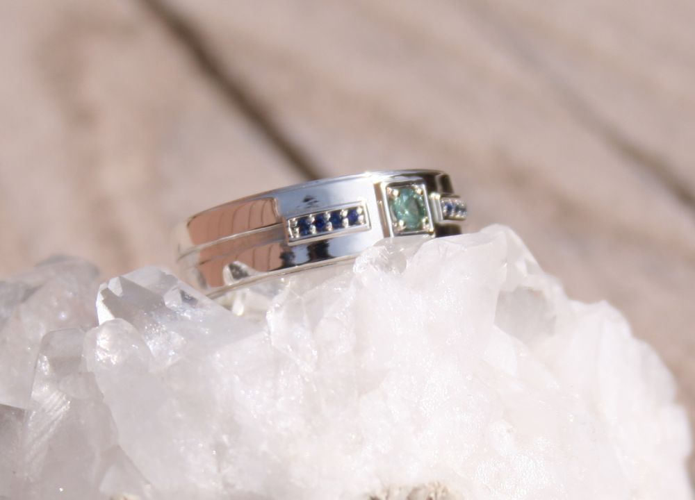 Modern Men's Sapphire Ring