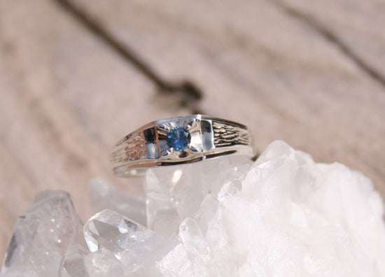 Men's Textured Sapphire Ring