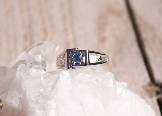 Modern Abstract Men's Sapphire Ring
