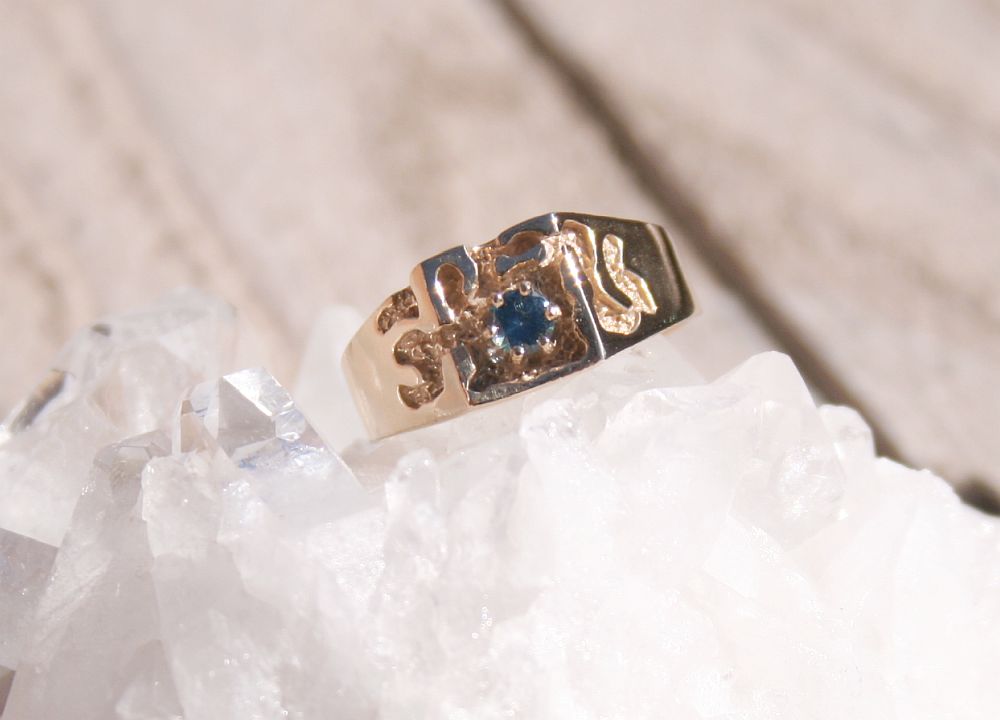Men's Square Nugget Sapphire Ring