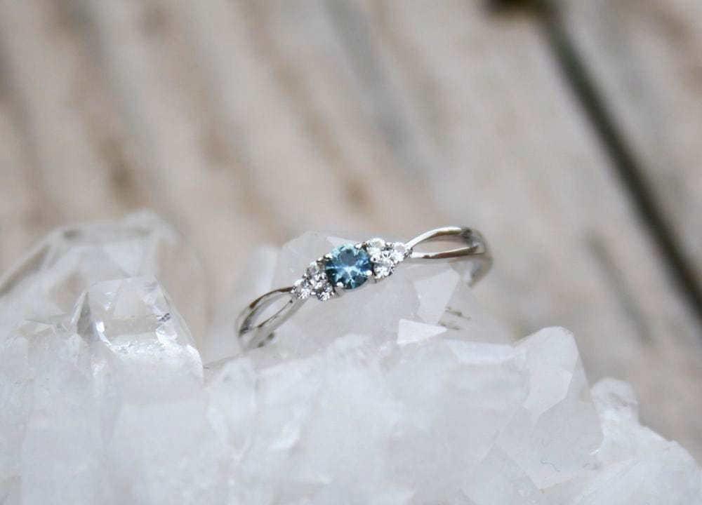 Dainty Open Band Montana Sapphire Ring