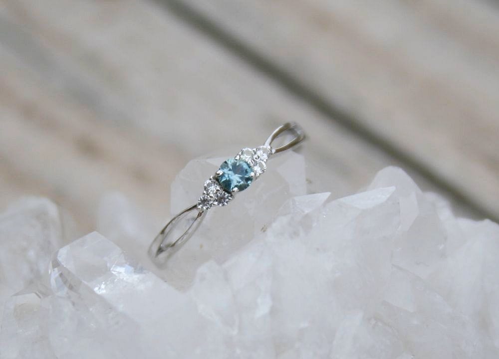 Dainty Open Band Montana Sapphire Ring