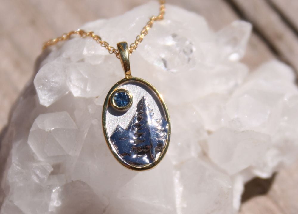 Montana Sapphire Nature Scene Pendant