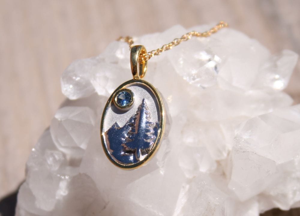 Montana Sapphire Nature Scene Pendant