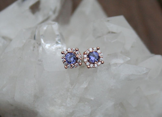 Yogo Sapphire Diamond Halo Studs