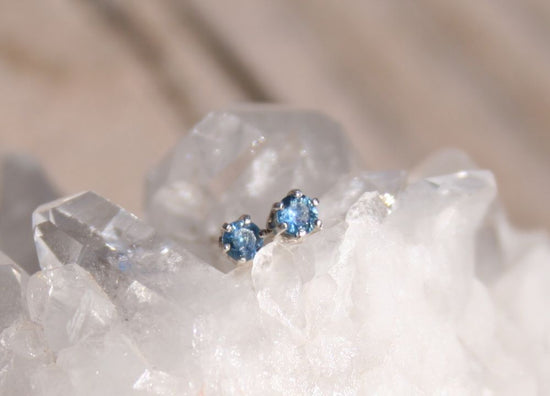 3mm Sterling Silver Montana Sapphire Studs