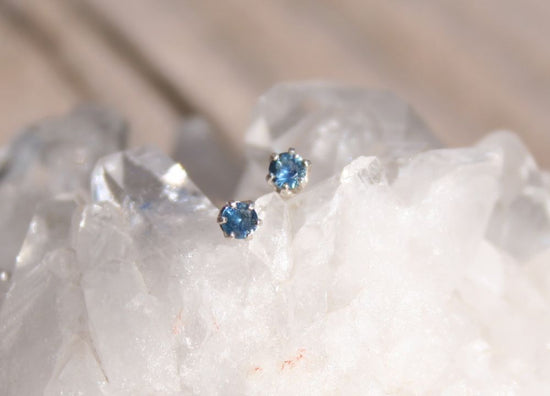 3mm Sterling Silver Montana Sapphire Studs