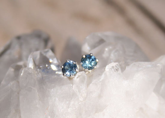 4mm Sterling Montana Sapphire Studs