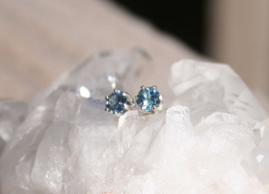 4mm Sterling Montana Sapphire Studs