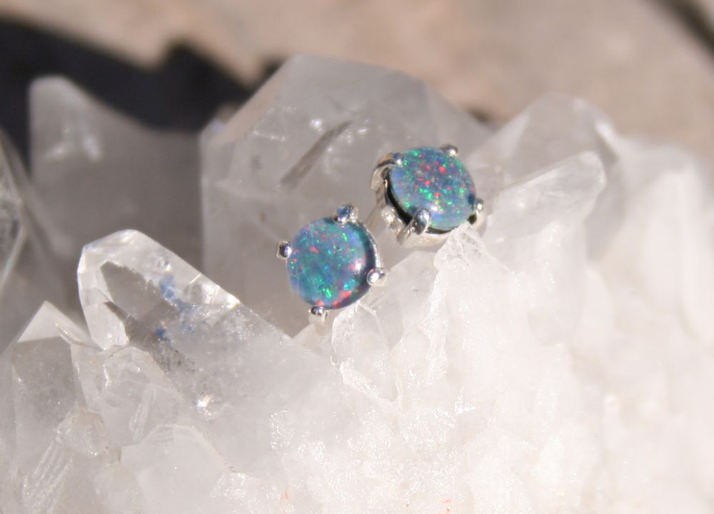 6mm Idaho Opal Sterling Silver Studs