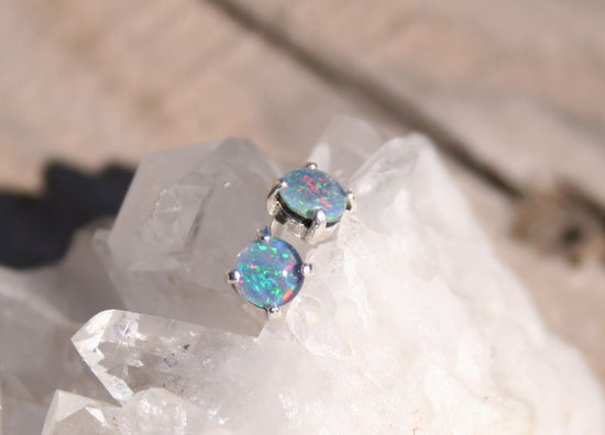 6mm Idaho Opal Sterling Silver Studs