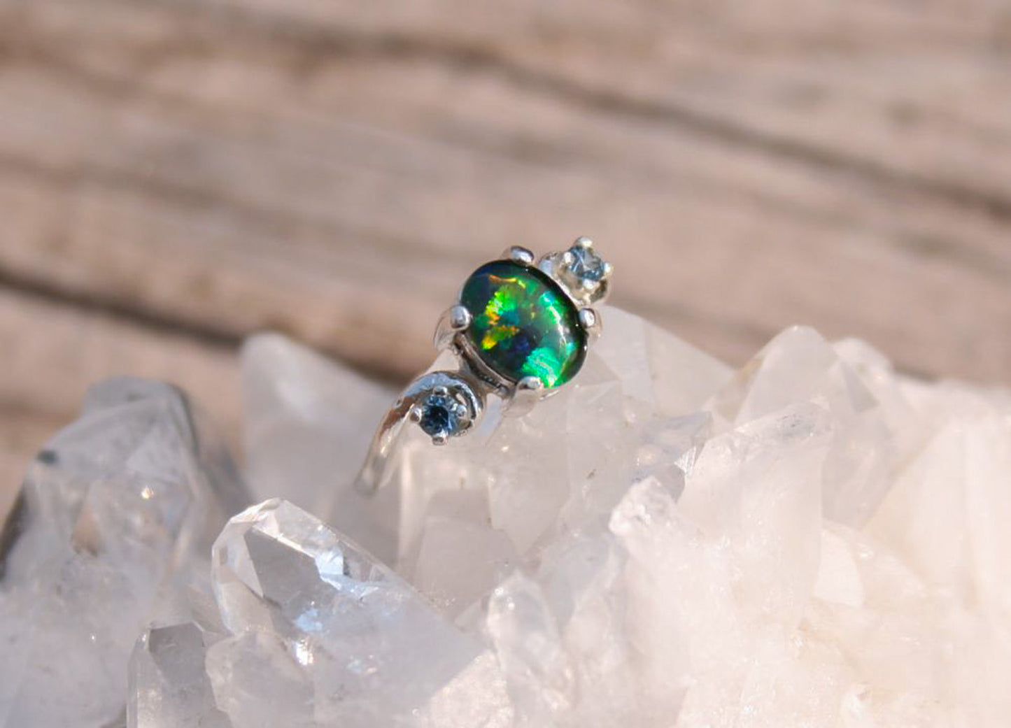 Idaho Opal And Montana Sapphire Ring