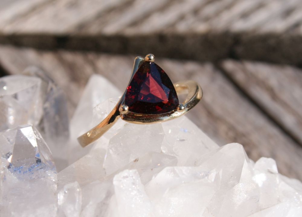 Elegant Trillion Garnet Ring