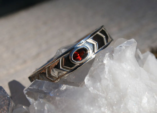 Simple Garnet Men's Ring