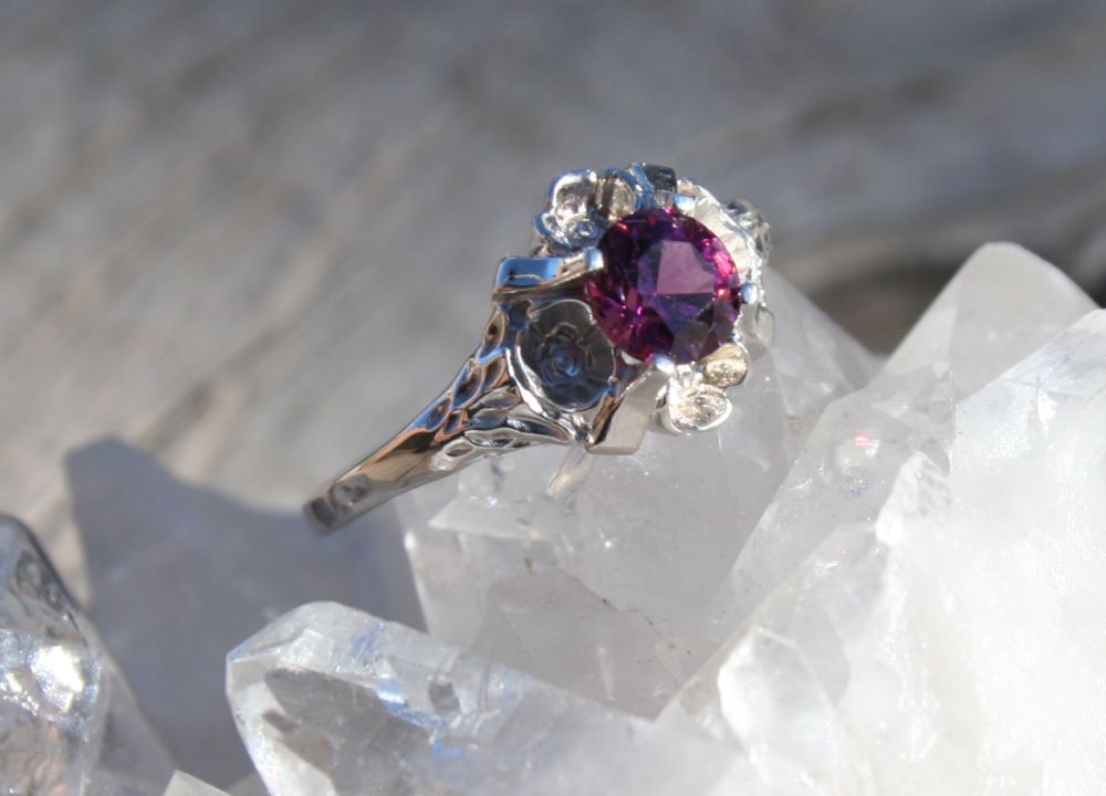 Bold Floral Garnet Ring