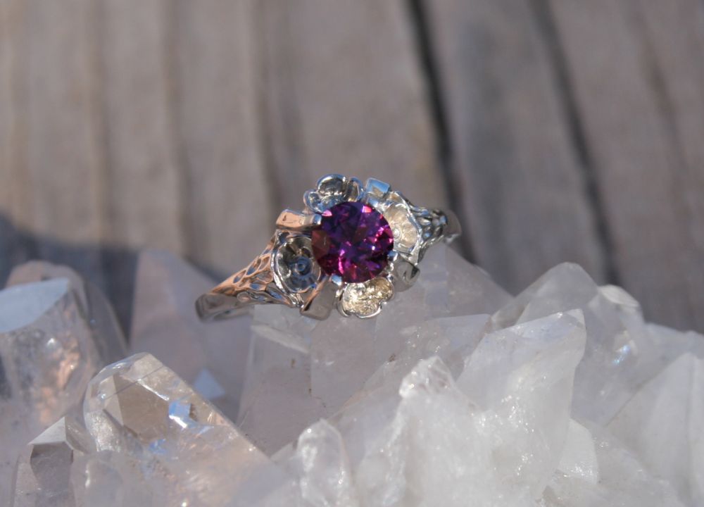 Bold Floral Garnet Ring