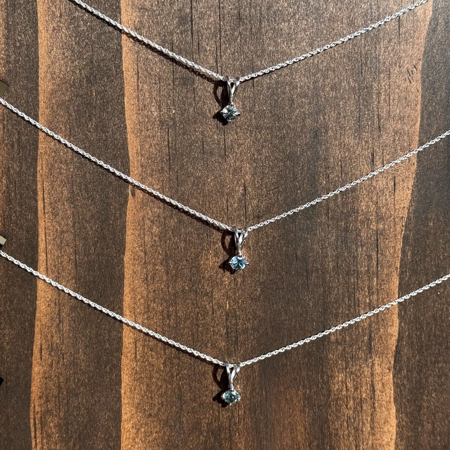 Junior pendants with small gemstone pendants on silver chains