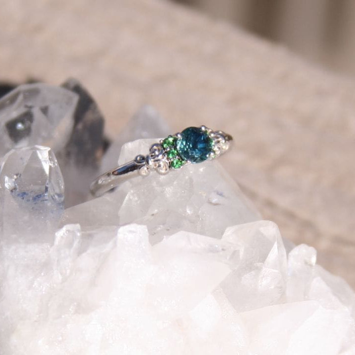 Engagement ring with teal gemstone on quartz crystal - IMG_2882_1