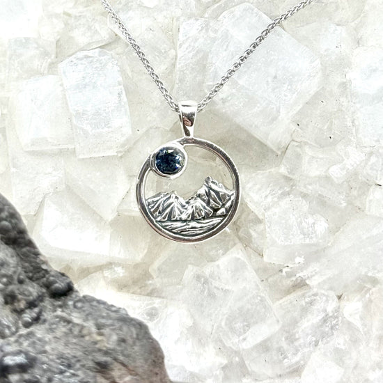 4mm Montana Sapphire Mountain Pendant